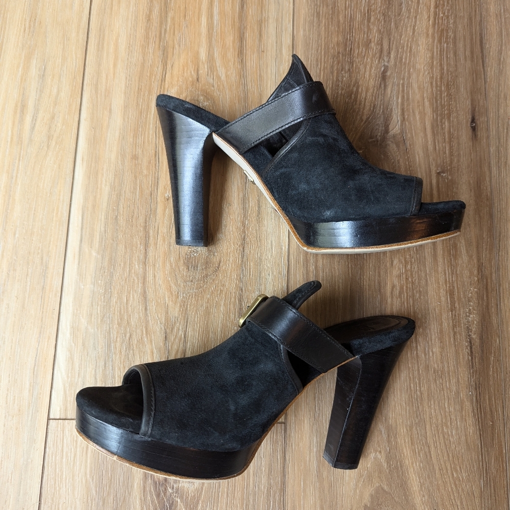 UGG Suade Platform Heeled Mules - Picture 6 of 6